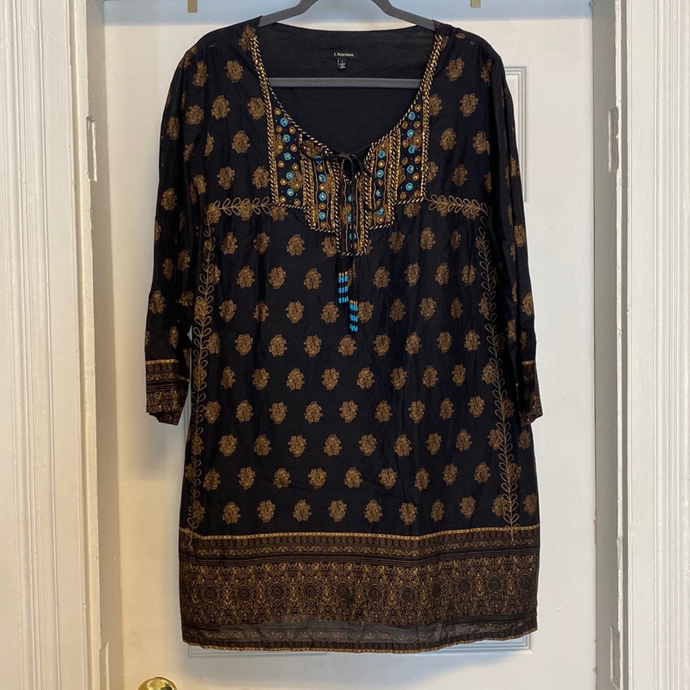 J. Peterman boho tunic dress beaded
